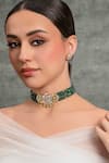 Buy_joules by radhika_Green Bead Stone And Embellished Choker Necklace Set _at_Aza_Fashions