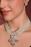 joules by radhika_White Bead Stone And Pearl Embellished Necklace Set _Online_at_Aza_Fashions