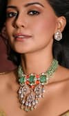 Buy_joules by radhika_Multi Color Bead Stone Embellished Necklace Set _at_Aza_Fashions