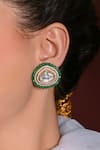 Joules by Radhika_Green Kundan Luminescent Embellished Stud Earrings _Online_at_Aza_Fashions