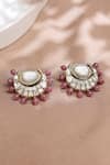 Shop_joules by radhika_Red Kundan Blingy Embellished Chandbali Stud Earrings _at_Aza_Fashions