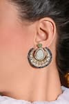 joules by radhika_Blue Kundan Classy Embellished Chandbali Stud Earrings _Online_at_Aza_Fashions