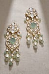 Shop_Joules by Radhika_Green Kundan Euphoric Embellished Dangler Earrings _at_Aza_Fashions