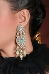 joules by radhika_Green Kundan Euphoric Embellished Dangler Earrings _Online_at_Aza_Fashions