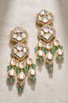 Shop_joules by radhika_Multi Color Kundan Incandescent Embellished Dangler Earrings _at_Aza_Fashions