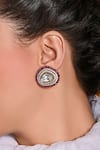 joules by radhika_Red Kundan Zestful Embellished Stud Earrings _Online_at_Aza_Fashions