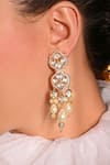 Joules by Radhika_Gold Plated Kundan Gleamful Embellished Dangler Earrings _Online_at_Aza_Fashions