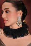 Buy_Joules by Radhika_Gold Plated Kundan Glam Embellished Dangler Earrings _at_Aza_Fashions