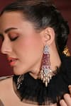 Buy_joules by radhika_Red Kundan Chromatic Embellished Chandelier Earrings _at_Aza_Fashions