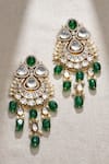 Shop_joules by radhika_Green Kundan Bedazzling Embellished Chandbali Dangler Earrings _at_Aza_Fashions