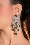 Joules by Radhika_Green Kundan Bedazzling Embellished Chandbali Dangler Earrings _Online_at_Aza_Fashions