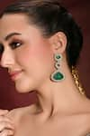 Buy_joules by radhika_Green Kundan Glory Embellished Dangler Earrings _at_Aza_Fashions