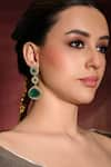 Buy_joules by radhika_Green Kundan Glory Embellished Dangler Earrings _Online_at_Aza_Fashions