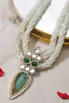 joules by radhika_Green Stone Grandeur Tear Drop Embellished Necklace _at_Aza_Fashions