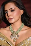 Buy_joules by radhika_Green Kundan Ethereal Bagh Stone Embellished Pendant Necklace _at_Aza_Fashions