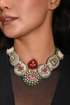Shop_joules by radhika_Multi Color Kundan Enigmatic Fish And Bloom Choker Necklace_at_Aza_Fashions
