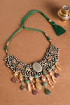 Shop_joules by radhika_Multi Color Stones Whimsical Folklore Choker Necklace _at_Aza_Fashions