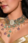 joules by radhika_Multi Color Stones Whimsical Folklore Choker Necklace _Online_at_Aza_Fashions