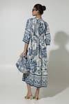 Shop_Sobariko_Blue Linen Printed Floral Round Cordelia Dress _at_Aza_Fashions