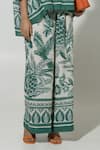 Sobariko_Green Linen Printed Floral Collar Cordelia Shirt And Pant Co-ord Set _Online_at_Aza_Fashions