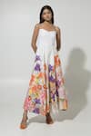 Buy_Sobariko_White Linen Printed Floral Sweetheart Isla Strappy Dress _at_Aza_Fashions