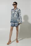 Buy_Sobariko_Blue Linen Printed Floral Cordelia Oversized Shirt And Shorts Set _at_Aza_Fashions