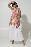 Buy_Sobariko_White Linen Printed Floral Halter Isla Maxi Dress _at_Aza_Fashions