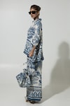 Buy_Sobariko_Blue Linen Printed Floral Collar Cordelia Shirt And Pant Set _Online_at_Aza_Fashions