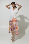 Sobariko_Yellow Linen Printed Floral V Neck Dress _Online_at_Aza_Fashions