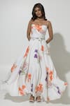 Buy_Sobariko_White Linen Printed Floral Sweetheart Isla Strappy Dress _at_Aza_Fashions