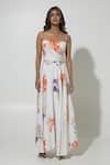 Sobariko_White Linen Printed Floral Sweetheart Isla Strappy Dress _Online_at_Aza_Fashions
