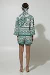 Shop_Sobariko_Green Linen Printed Cordelia Pattern Oversized Shirt And Shorts Set _at_Aza_Fashions