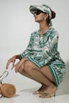 Sobariko_Green Linen Printed Cordelia Pattern Oversized Shirt And Shorts Set _Online_at_Aza_Fashions