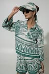 Sobariko_Green Linen Printed Cordelia Pattern Oversized Shirt And Shorts Set _at_Aza_Fashions