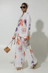 Sobariko_White Linen Printed Floral Collar Isla Shirt And Pant Set _at_Aza_Fashions