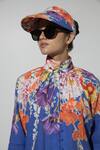 Buy_Sobariko_Blue Linen Printed Floral High Neck Isla Shirt And Shorts Set _Online_at_Aza_Fashions