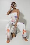 Shop_Sobariko_White Linen Printed Floral Tube Neck Isla Pattern Jumpsuit _Online_at_Aza_Fashions