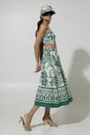 Buy_Sobariko_Green Linen Printed Floral Square Neck Cordelia Crop Top And Skirt Set _Online_at_Aza_Fashions