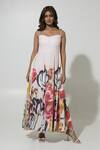 Buy_Sobariko_Peach Linen Printed Floral Sweetheart Wildflower Strappy Dress _at_Aza_Fashions