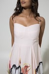 Buy_Sobariko_Peach Linen Printed Floral Sweetheart Wildflower Strappy Dress _Online_at_Aza_Fashions