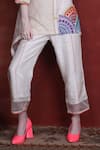 Shop_Sunita Nagi_Ivory Organza Embroidered Thread Collared Top Pant Set _Online_at_Aza_Fashions