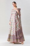 Buy_Adara Khan_Multi Color Anarkali Dola Silk Printed Floral Round Chevron With Dupatta_Online_at_Aza_Fashions