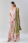 Buy_Samyukta Singhania_Multi Color Kurta And Pant Slim Georgette Printed Floral Peplum Flared Set _Online_at_Aza_Fashions