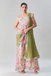 Shop_Samyukta Singhania_Multi Color Kurta And Pant Slim Georgette Printed Floral Peplum Flared Set _Online_at_Aza_Fashions