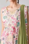 Samyukta Singhania_Multi Color Kurta And Pant Slim Georgette Printed Floral Peplum Flared Set _at_Aza_Fashions