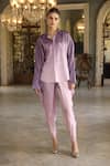 Buy_Sidhaarth & Disha_Purple Cuproo Satin Hand Embroidered Abstract Ombre Effect Shirt Pant Set _at_Aza_Fashions