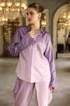 Buy_Sidhaarth & Disha_Purple Cuproo Satin Hand Embroidered Abstract Ombre Effect Shirt Pant Set _Online_at_Aza_Fashions