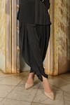 Sidhaarth & Disha_Black Crepe Hand Embroidery Geometric Tie Collar Bead Shirt With Dhoti Pant _Online_at_Aza_Fashions