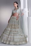 Buy_Ruchika Hurria_Blue Net Embroidered Sequin Round Bridal Lehenga Set _at_Aza_Fashions