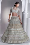 Shop_Ruchika Hurria_Blue Net Embroidered Sequin Round Bridal Lehenga Set _at_Aza_Fashions